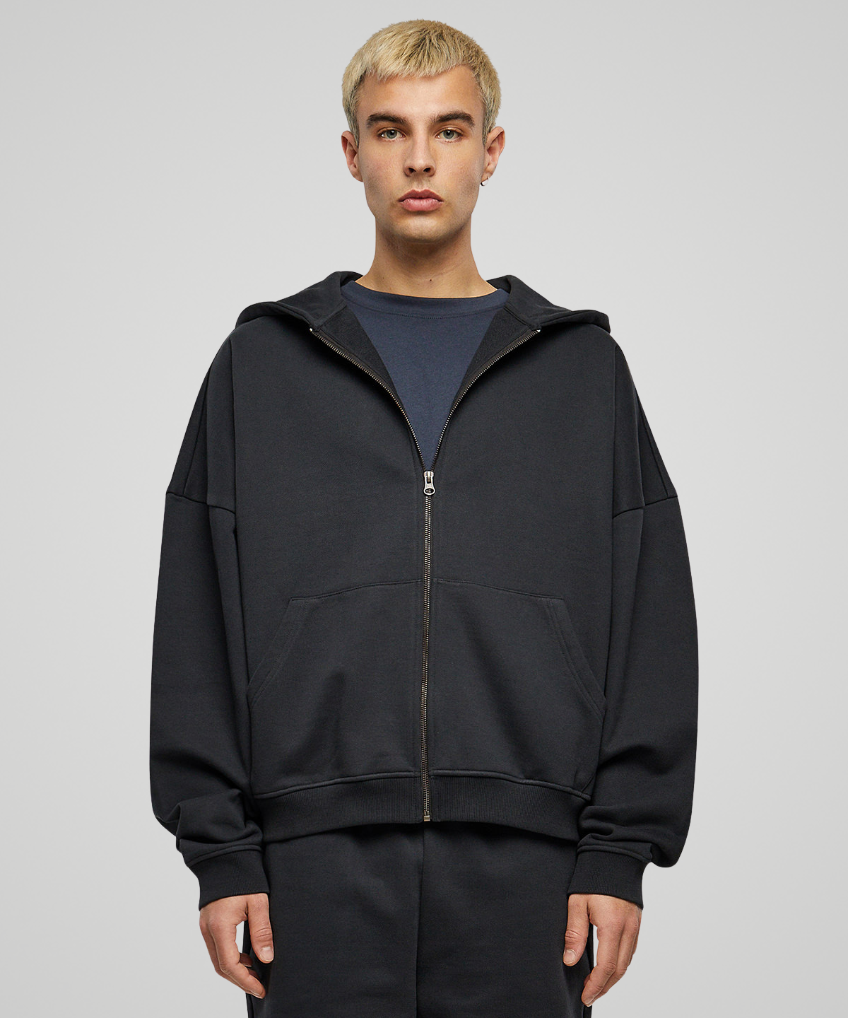 Oversized black zip hoodie shop
